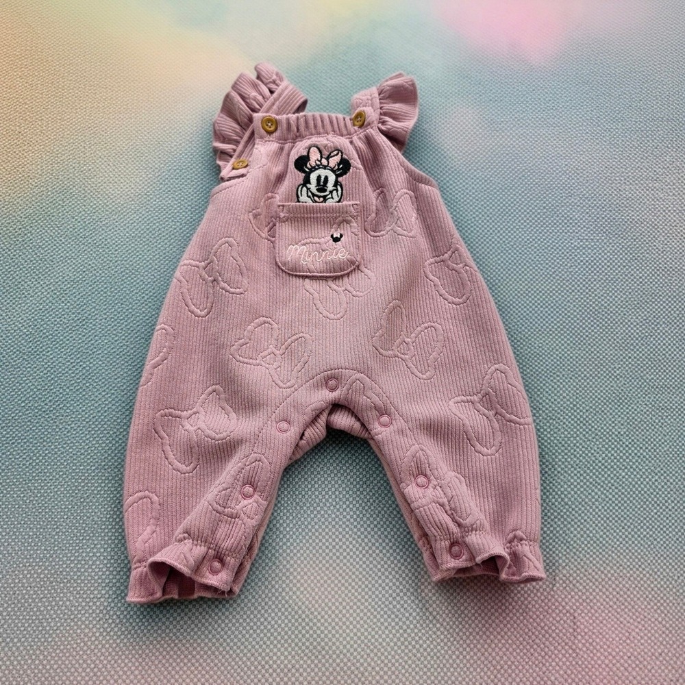 Disney Baby Minnie Mouse Pink Ruffle Bubble Romper 0-3M EUC